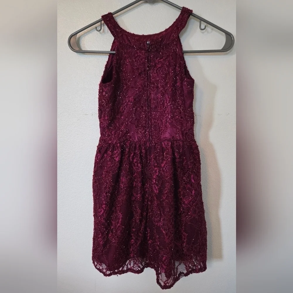 Place Girls Maroon Lace Dress Size 6x/7